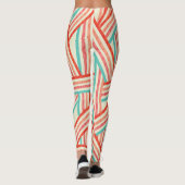 Farbenfrohe gestreifte Abstrakte Muster Leggings (Rückseite)