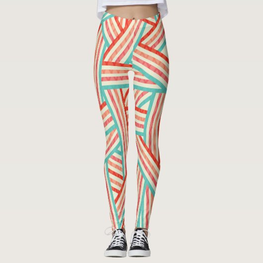Farbenfrohe gestreifte Abstrakte Muster Leggings (Vorderseite)