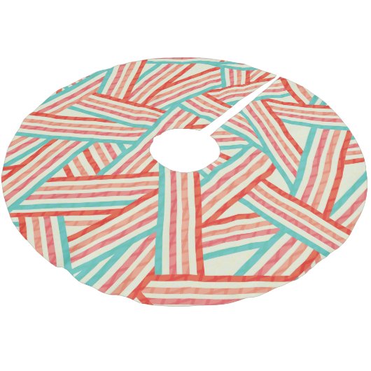 Farbenfrohe gestreifte Abstrakte Muster Polyester Weihnachtsbaumdecke (Schrägansicht)