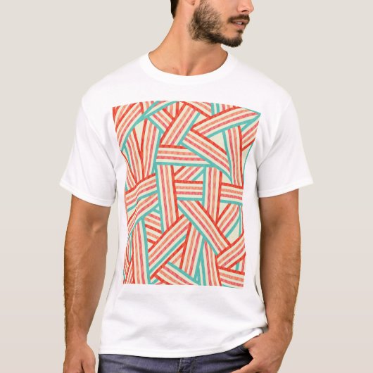 Farbenfrohe gestreifte Abstrakte Muster T-Shirt (Vorderseite)
