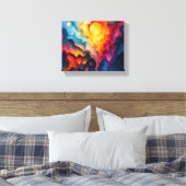 Farbenfrohe, gestreifte Canvas drucken Leinwanddruck (Insitu (Schlafzimmer))