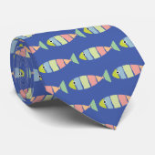Farbenfrohe gestreifte Fische Design Necktie Krawatte (Gerollt)