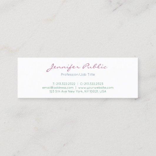 Farbenfrohe gestreifte moderne Minimalistische Vor Mini Visitenkarte (Rückseite)