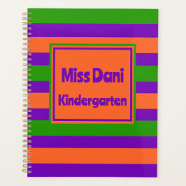 Farbenfrohe gestreifte Niedlich School Teacher/Stu Planer