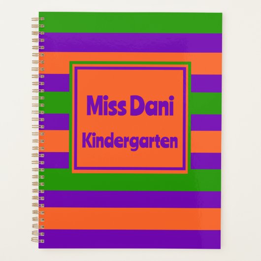 Farbenfrohe gestreifte Niedlich School Teacher/Stu Planer (Vorderseite)