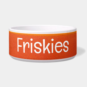 Farbenfrohe gestreifte Pet Bowl mit FRISKIES Text Napf