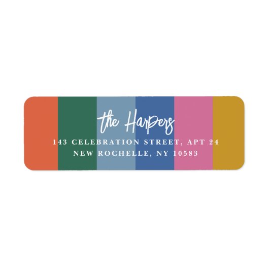 Farbenfrohe, gestreifte Pinselschrift Personalisie (Vorne)