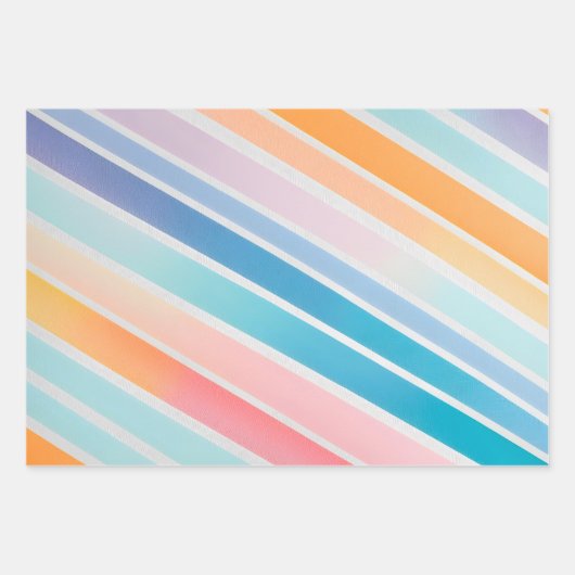Farbenfrohe gestreifte Stoffbekleidung Papierfolie Geschenkpapier Set (Vorderseite 3)