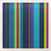 Farbenfrohe gestreifte Stoffe Art Glas Untersetzer (Vorderseite)