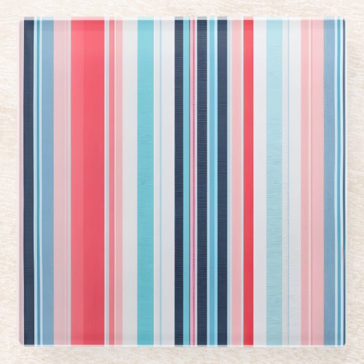 Farbenfrohe gestreifte Stoffe Art Glas Untersetzer (Vorderseite)