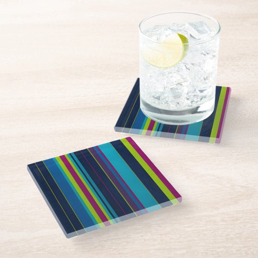 Farbenfrohe gestreifte Stoffe Art Glas Untersetzer