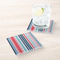 Farbenfrohe gestreifte Stoffe Art Glas Untersetzer