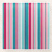 Farbenfrohe gestreifte Stoffe Art Glas Untersetzer (Vorderseite)
