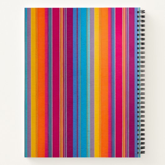 Farbenfrohe gestreifte Stoffe Art Spirale Notebook Notizblock (Rückseite)