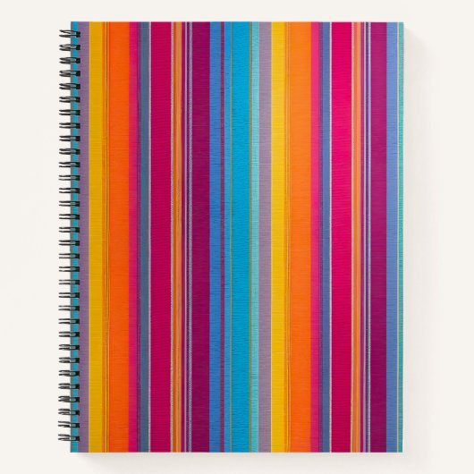 Farbenfrohe gestreifte Stoffe Art Spirale Notebook Notizblock (Vorderseite)