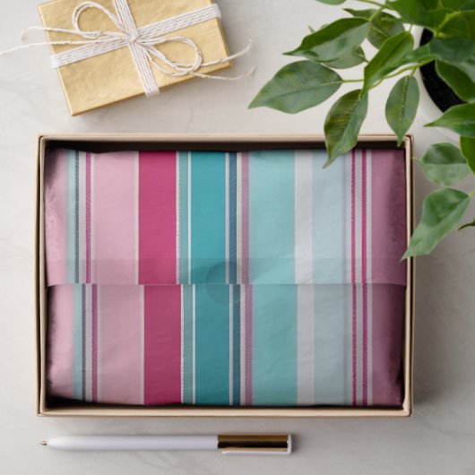 Farbenfrohe gestreifte Stoffgewebe Gewebe Seidenpapier (Geschenk)