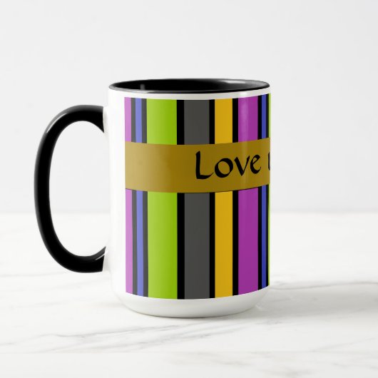 Farbenfrohe gestreifte Tasse des Vaters (Links)