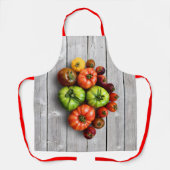 Farbenfrohe gestreifte Tomaten auf Wettertisch Schürze (Vorderseite)