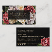 Farbenfrohe gestrichene Blume auf schwarz Visitenkarte (Vorne/Hinten)