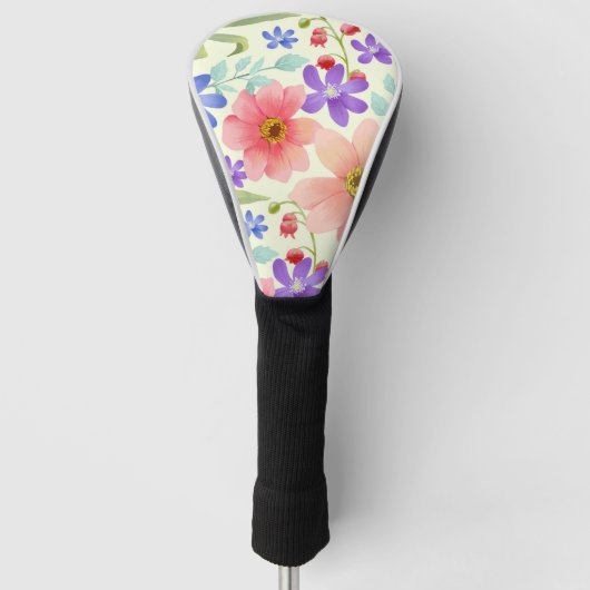 Farbenfrohe gestrichene Blume Golf Headcover (Vorderseite)