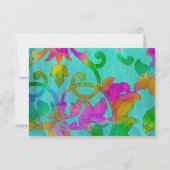 Farbenfrohe gestrichene Damask Aqua UAWG Einladung (Rückseite)