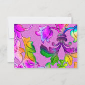 Farbenfrohe gestrichene Damaske Rosa UAWG Einladung (Rückseite)