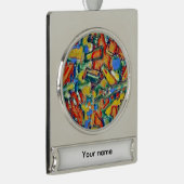 Farbenfrohe gestrichene Formen Banner-Ornament Silber (Rechts)