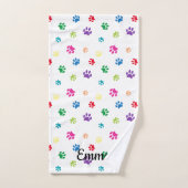 Farbenfrohe gestrichene Paw-Prints Badhandtuch Set (Handtuch)