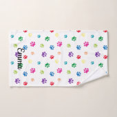 Farbenfrohe gestrichene Paw-Prints Badhandtuch Set (Handtuch)
