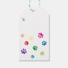 Farbenfrohe gestrichene Paw-Prints Geschenkanhänger
