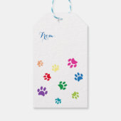 Farbenfrohe gestrichene Paw-Prints Geschenkanhänger (Rückseite)