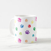 Farbenfrohe gestrichene Paw-Prints Kaffeetasse (Vorderseite Links)