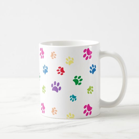 Farbenfrohe gestrichene Paw-Prints Kaffeetasse (Rechts)