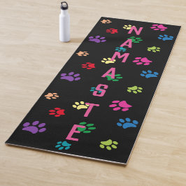 Farbenfrohe gestrichene Paw-Prints - Name und Name Yogamatte