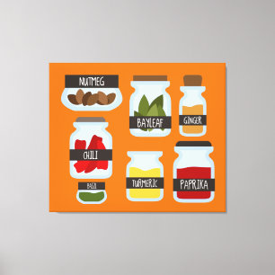 Farbenfrohe Gewürzgläser Kochkunst Leinwanddruck