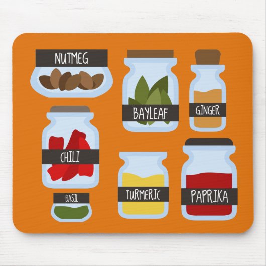 Farbenfrohe Gewürzgläser Kochkunst Mousepad (Vorne)