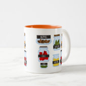 Farbenfrohe Gewürzgläser Kochkunst Zweifarbige Tasse (VorderseiteRechts)