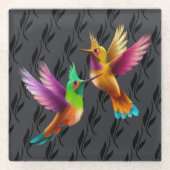 Farbenfrohe, gezapfte Hummingvögel im Flug Glasuntersetzer (Vorderseite)