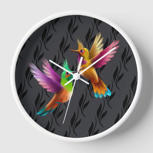 Farbenfrohe, gezapfte Hummingvögel im Flug Uhr (Vorderseite)