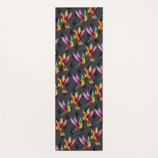 Farbenfrohe, gezapfte Hummingvögel im Flug Yogamatte (Rückseite)