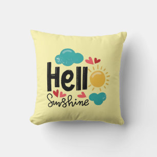 Farbenfrohe Gezeichnet Kunst - Hallo Sonnenschein  Kissen
