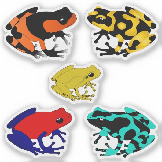 Farbenfrohe Giftfrösche Aufkleber (Vorderseite)