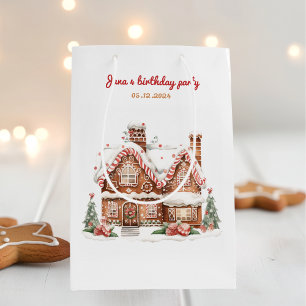 Farbenfrohe Gingerbret House Geburtstagsparty Mittlere Geschenktüte