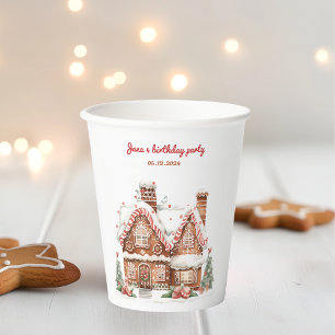 Farbenfrohe Gingerbret House Geburtstagsparty Pappbecher