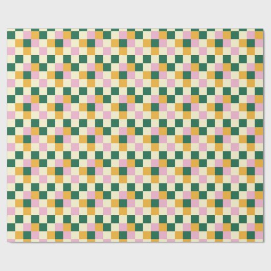 Farbenfrohe Gingham Checkerboard Squares Geschenkpapier (Flach)