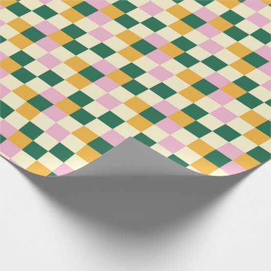 Farbenfrohe Gingham Checkerboard Squares Geschenkpapier (Ecke)
