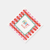 Farbenfrohe Gingham-"Lasst uns feiern"-Tassen mit Serviette (Ecke)