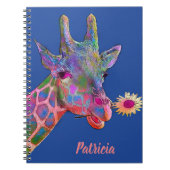 Farbenfrohe Giraffe mit Blume Notizblock (Vorderseite)