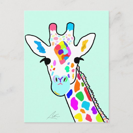 Farbenfrohe Giraffe Moderne Kunst Postkarte (Vorderseite)