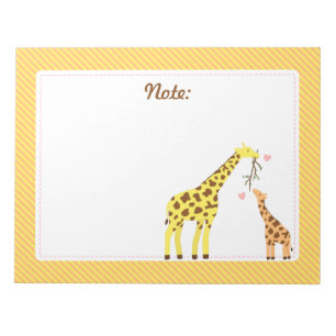 Farbenfrohe Giraffe Mommy und Baby Calf für Kinder Notizblock